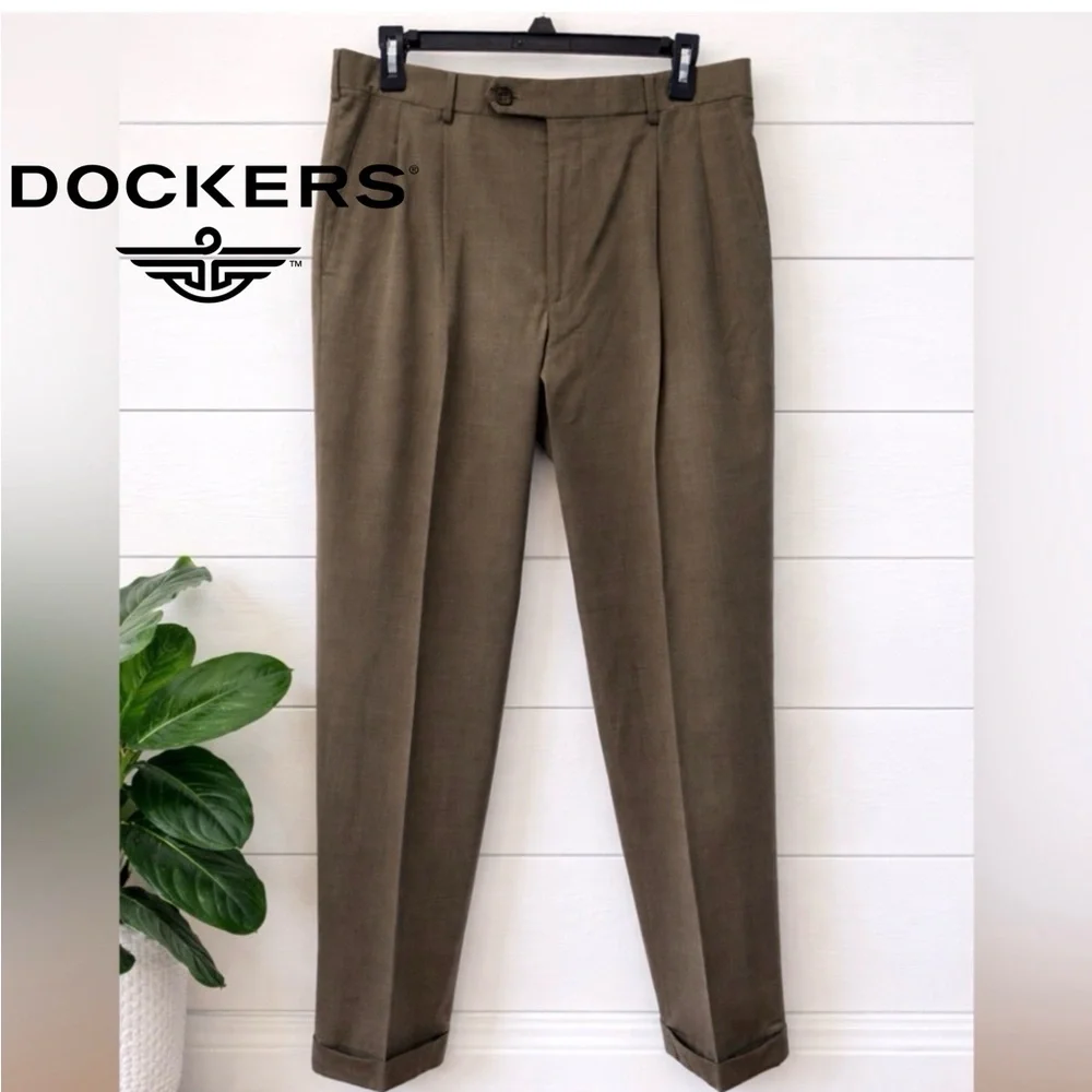 💛👉Dockers Premium Dress Pants 34x34 | Green Tailored Fit Slacks